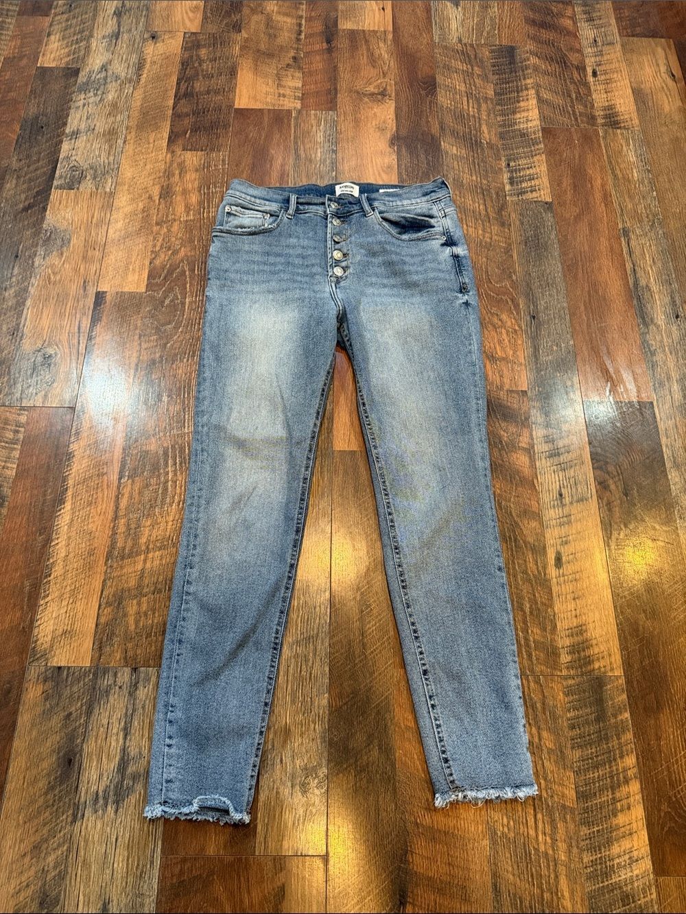 Kensie Light Blue High-Rise Skinny Jeans with Frayed Hem 10 (5000A)